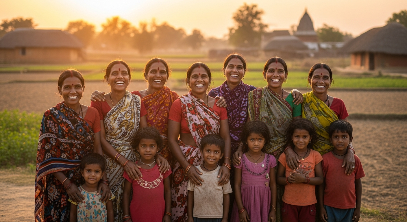 Diverse group of Indian villagers